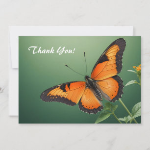 Tarjeta De Agradecimiento Mariposa naranja sobre verde