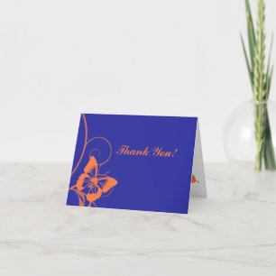 Tarjeta De Agradecimiento Mariposa Naranja y Azul Gracias