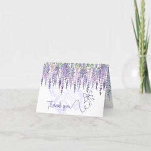 Tarjeta De Agradecimiento Mariposa romántica y Boda floral Wisteria