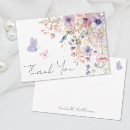 Tarjeta De Agradecimiento Mariposa Rubor Pink Purple Wildflower