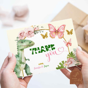 Tarjeta De Agradecimiento Mariposa y Dinosaurios Hermandad Mixta