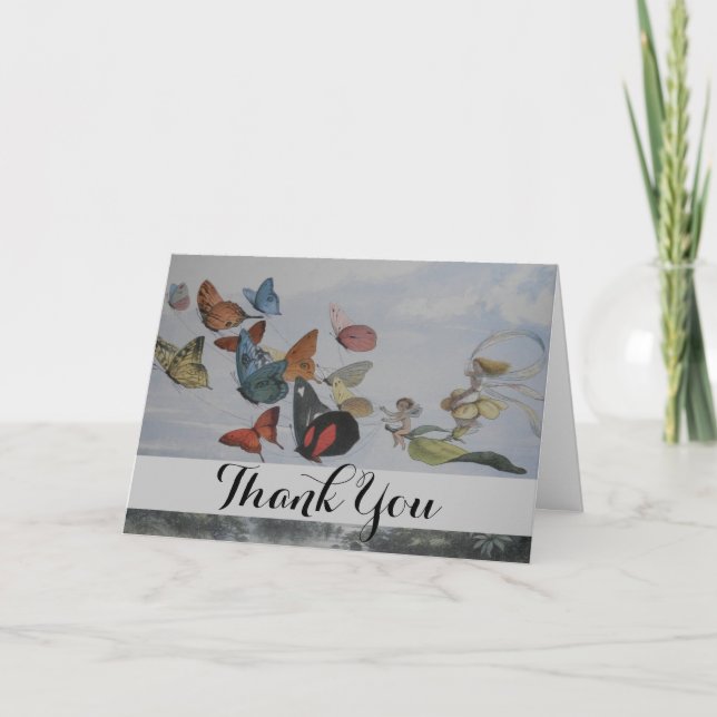 Tarjeta De Agradecimiento Mariposa y hadas mariposas reina (Anverso)