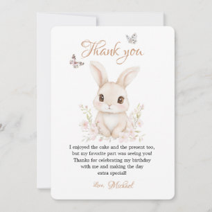 Tarjeta De Agradecimiento Mariposa y Pétalos Florales Rosa o Beige Papelería