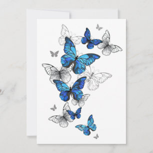 Tarjeta De Agradecimiento Mariposas Azules Voladoras Morpho