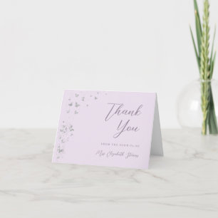 Tarjeta De Agradecimiento Mariposas Brillo Plateado Despedida de Soltera Ple