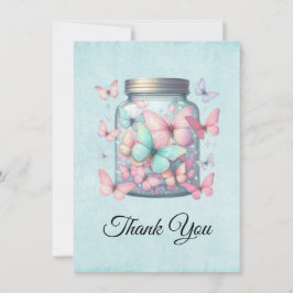 Tarjeta De Agradecimiento Mariposas Caprichosas en un Tarro