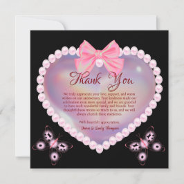 Tarjeta De Agradecimiento Mariposas de aniversario de Boda de Perla Negra y