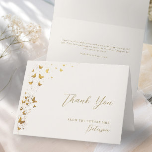 Tarjeta De Agradecimiento Mariposas de toda la vida Ducha de Novias de marfi