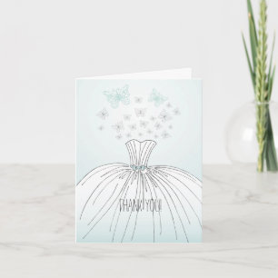 Tarjeta De Agradecimiento Mariposas de Vestido de Novia Gracias