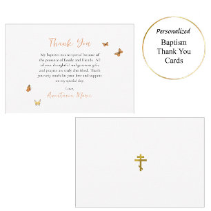 Tarjeta De Agradecimiento Mariposas delicadas Bautismo cristiano ortodoxo