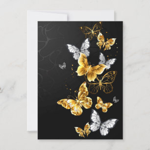Tarjeta De Agradecimiento Mariposas doradas y blancas