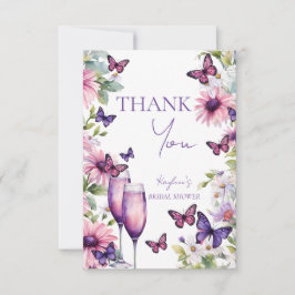 Tarjeta De Agradecimiento Mariposas ducha de novia púrpura