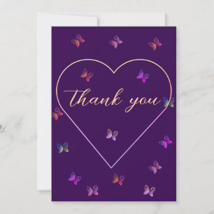 Tarjeta De Agradecimiento mariposas modernas volando corazón