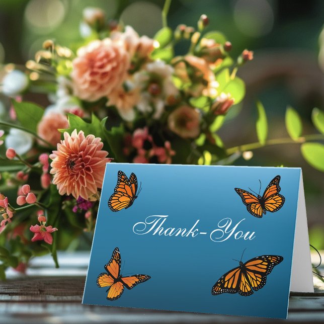Tarjeta De Agradecimiento Mariposas monarcas Azul Ombre (Subido por el creador)