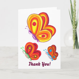 Tarjeta De Agradecimiento Mariposas multicoloras, gracias cardar