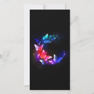 Tarjeta De Agradecimiento Mariposas nocturnas de neón brillantes sobre fondo
