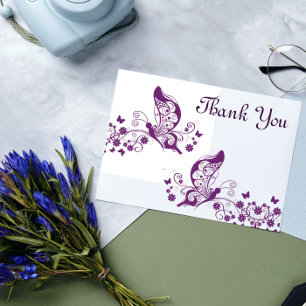 Tarjeta De Agradecimiento Mariposas púrpura te dan las gracias