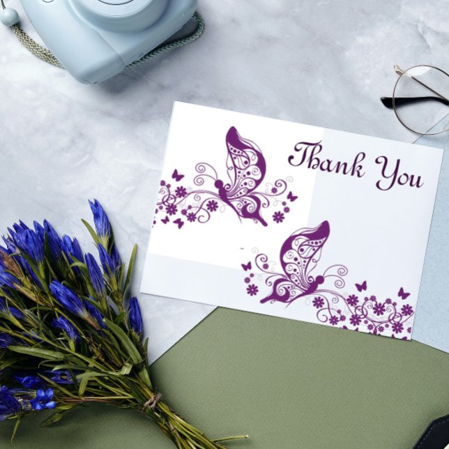 Tarjeta De Agradecimiento Mariposas púrpuras gracias (Subido por el creador)