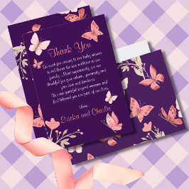 Tarjeta De Agradecimiento Mariposas Rosadas Floral Purple Baby Shower
