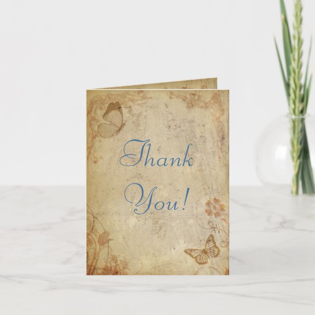 Tarjeta De Agradecimiento Mariposas Vintage (Anverso)