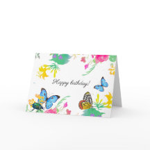 Mariposas y flores de acuarela
