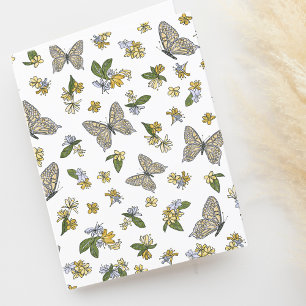 Tarjeta De Agradecimiento Mariposas y patrón de succión de miel en blanco