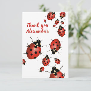 Tarjeta De Agradecimiento Mariquita Original Rojo Blanco