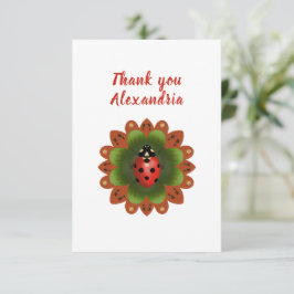 Tarjeta De Agradecimiento Mariquita Original Rojo Blanco y Verde