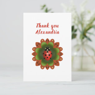 Tarjeta De Agradecimiento Mariquita Original Rojo Blanco y Verde