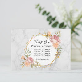 Tarjeta De Agradecimiento Marmol blanco beige y minimalista marrón