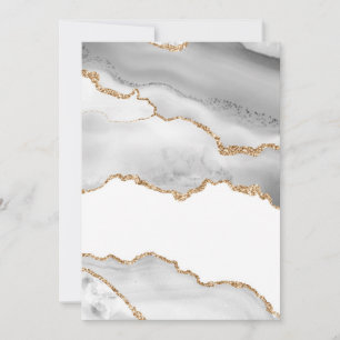 Tarjeta De Agradecimiento Mármol Blanco Gris Ágata Elegante Brillo Dorado