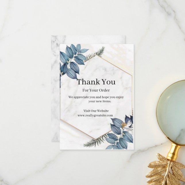 Tarjeta De Agradecimiento Mármol Blanco Moderno  (Anverso/Reverso In Situ)