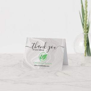 Tarjeta De Agradecimiento Mármol blanco personalizado de hoja verde inmobili