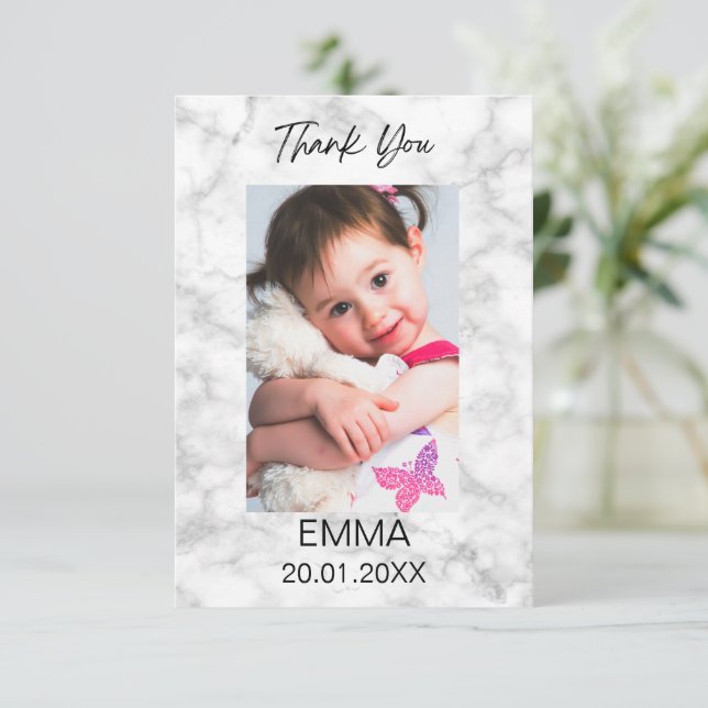 Tarjeta De Agradecimiento Mármol Blanco Sencillo (Anverso de pie)