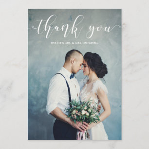Tarjeta De Agradecimiento Mármol   Boda Gracias con foto