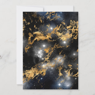 Tarjeta De Agradecimiento Mármol Dorado Noche Estrellada Oscura Amante del E