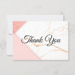 Tarjeta De Agradecimiento Mármol rosa y oro moderno