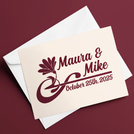 Tarjeta De Agradecimiento Maroon Art Nouveau Flourier Boda
