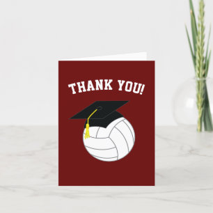 Tarjeta De Agradecimiento Maroon deportivo de graduación de voleibol