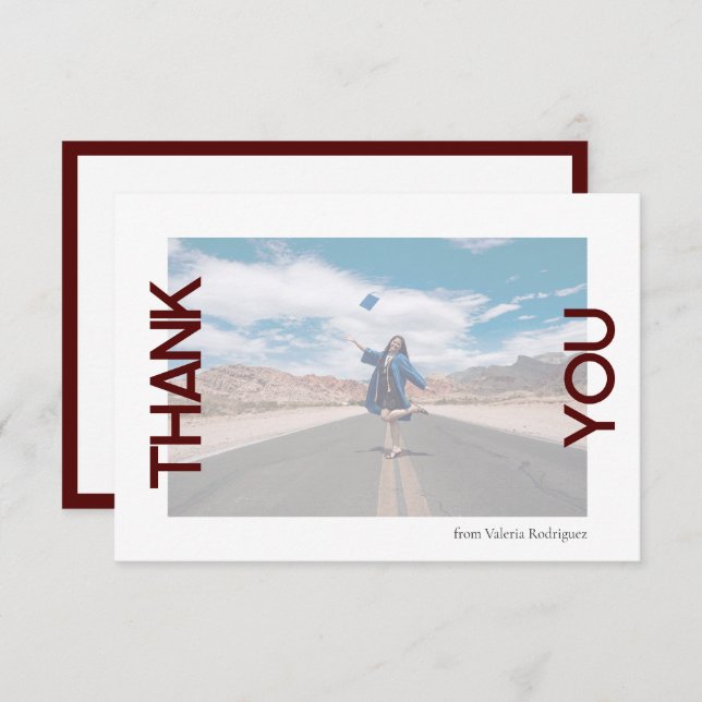 Tarjeta De Agradecimiento Maroon School Color Photo (Anverso / Reverso)