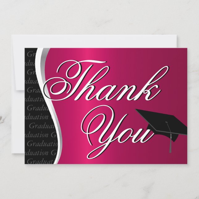 Tarjeta De Agradecimiento Maroon y Black Graduation Gracias (Anverso)