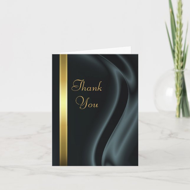 Tarjeta De Agradecimiento Marquis Black Silk Gold Gracias Notecard (Anverso)
