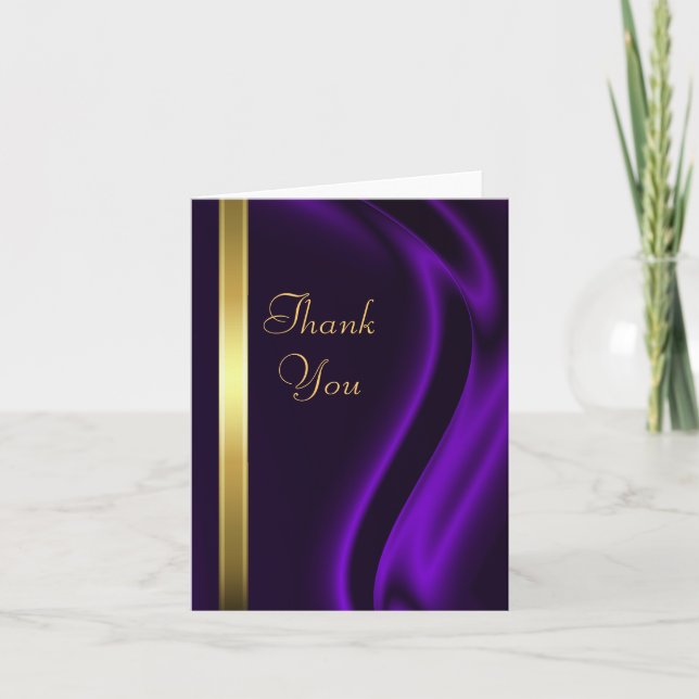 Tarjeta De Agradecimiento Marquis Purple Seda Gold Gracias Notecard (Anverso)