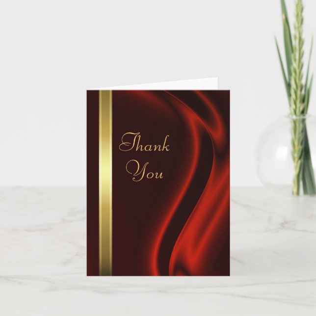 Tarjeta De Agradecimiento Marquis Red Silk Gold Gracias Notecard (Anverso)