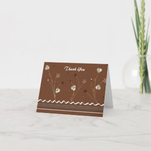 Tarjeta De Agradecimiento Marrón Chocolate Floral Gracias