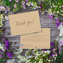 Tarjeta de agradecimiento marrón elegante simple