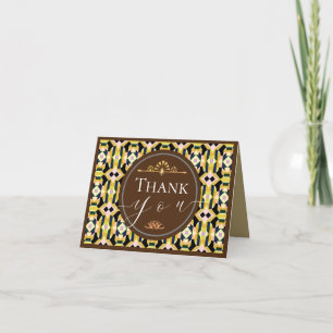 Tarjeta De Agradecimiento Marrón geométrico de mosaico