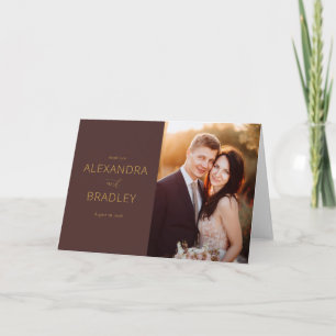 Tarjeta de agradecimiento marrón romántica