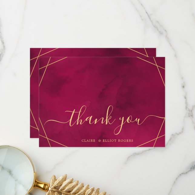 Tarjeta De Agradecimiento Marsala color rojo burdeos moderno (Anverso/Reverso In Situ)