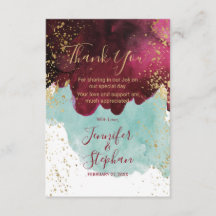 Marsala Rojo Teal Acuarela Salpicaduras de Oro Gra